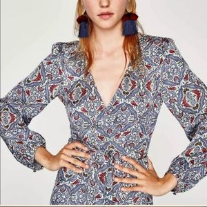 Zara Woman Floral Print Midi Wrap Dress XS